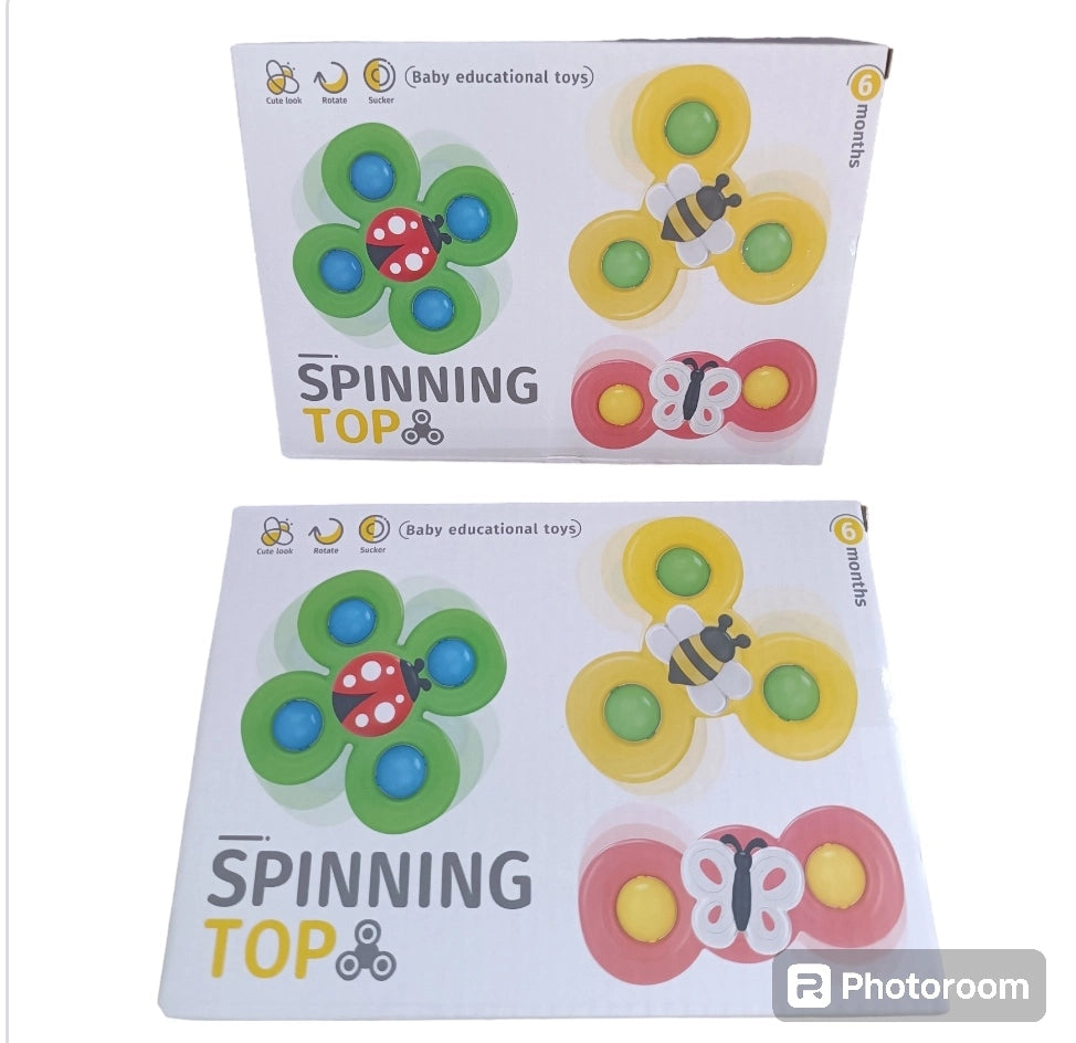 Pack 3 Juguete Spinner Giratorio con Ventosas para Bebé 🧠🖐️- Gira y atrae - Impulsa coordinación desde los 6 meses👶✨