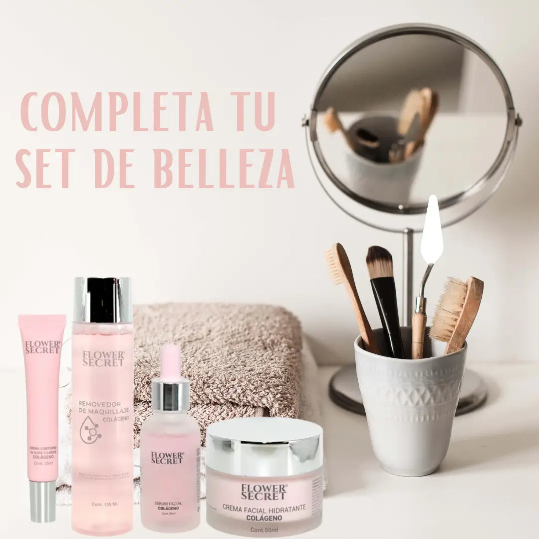 Set Premium Colágeno Cuidado Facial 4 Piezas✨ Crema, Serum, Contorno y Desmaquillante