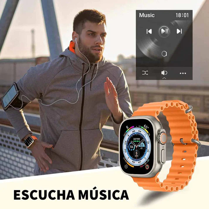 SmartWatch T900 Ultra Pantalla HD+ Cargador Inalámbrico - Realiza Llamadas, Recibe Alertas de Whatsapp, Facebook, Twitter y otras RRSS directamente en tu muñeca.