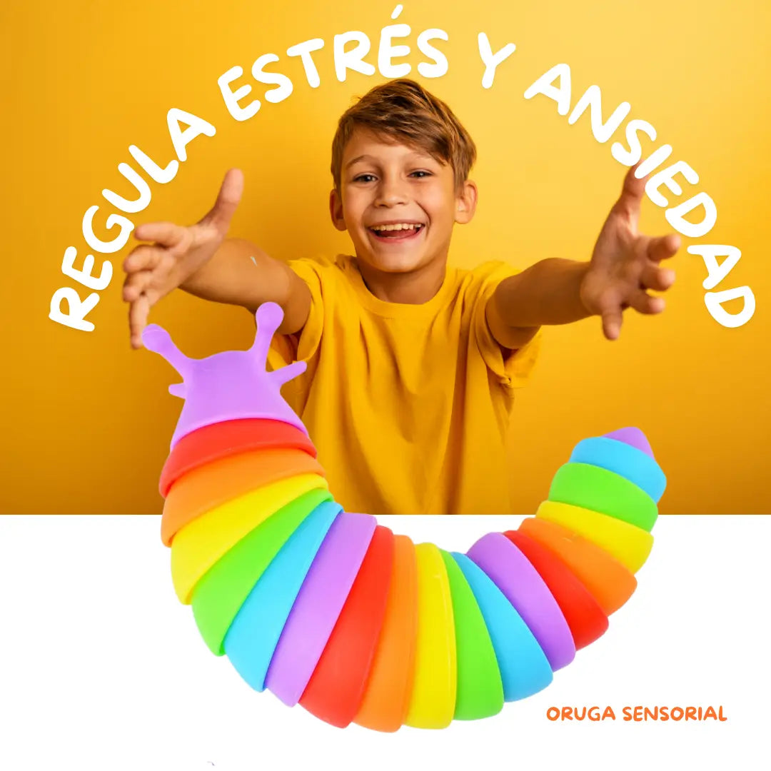 ORUGA SENSORIAL 5 SENTIDOS ANTIESTRES Y ANSIEDAD✨ + GUÍA ESTIMULA EL DESARROLLO COGNITIVO DE TUS HIJOS