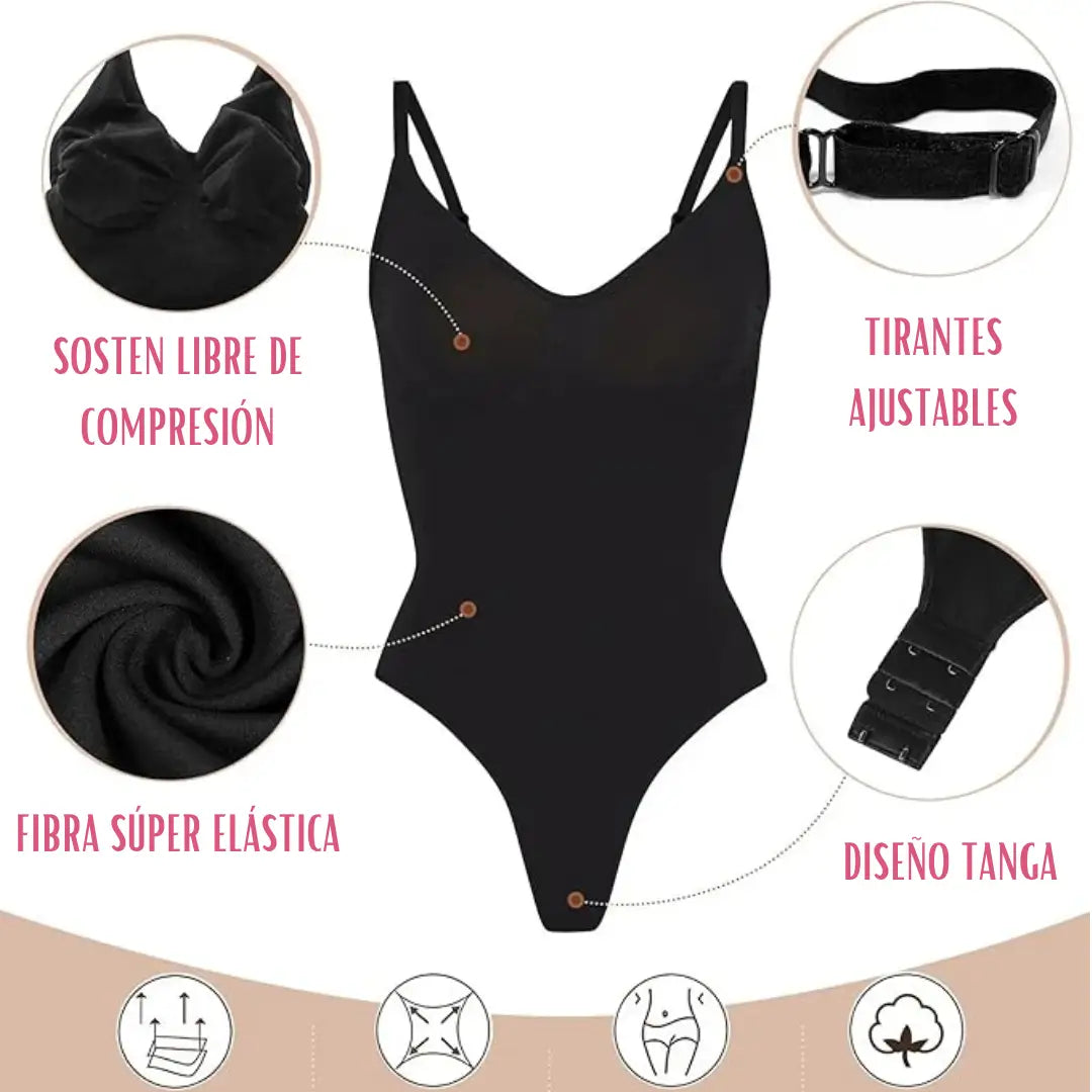 BODY MOLDEADOR REDUCTOR 3 EN 1 DISEÑO COLALESS CON BROCHE💎 + GUÍA "TODO SOBRE EL SKINCARE"✨