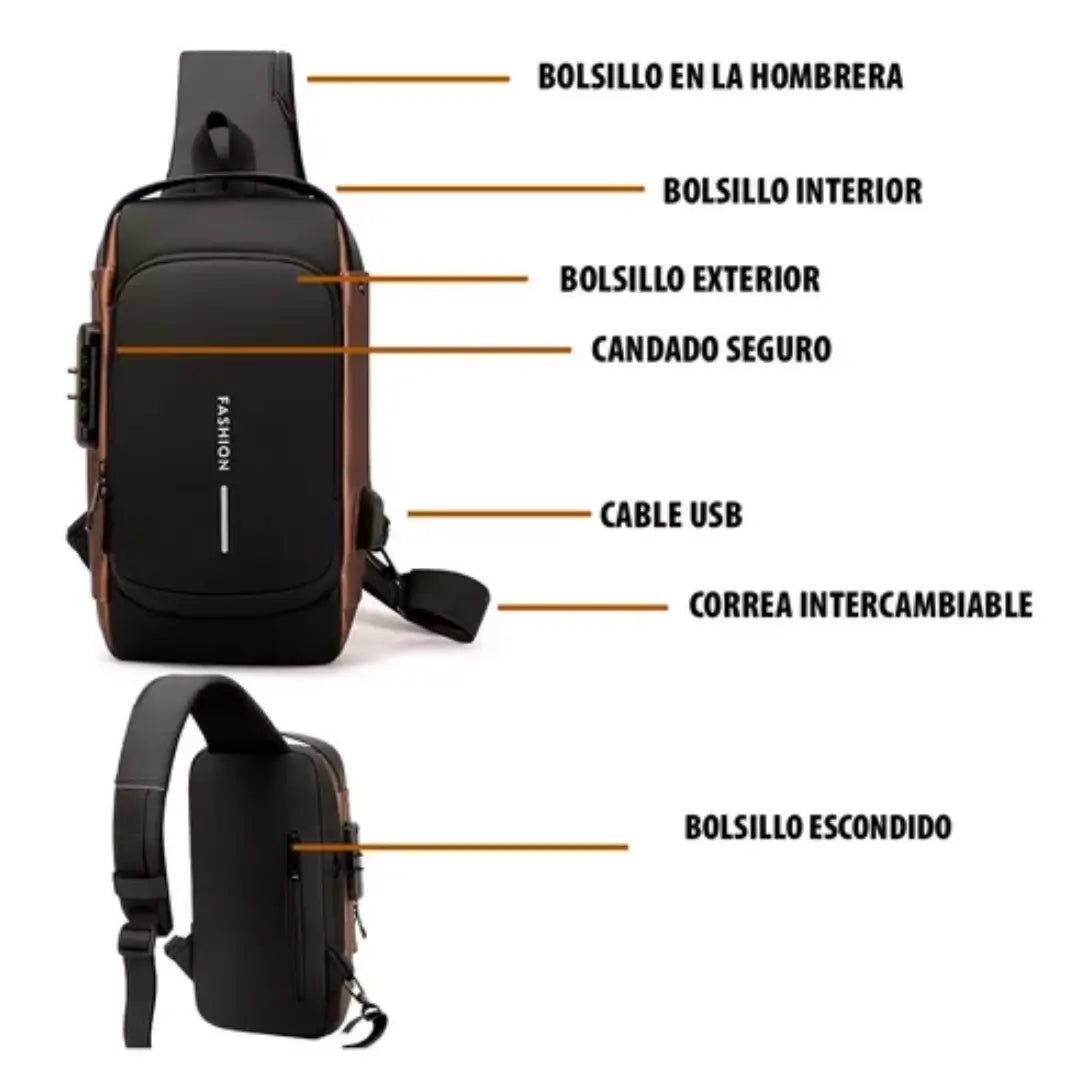 MOCHILA ANTIRROBO CON CLAVE DE SEGURIDAD🔒 Y CARGA USB🔋 - DISEÑO IMPERMEABLE💧