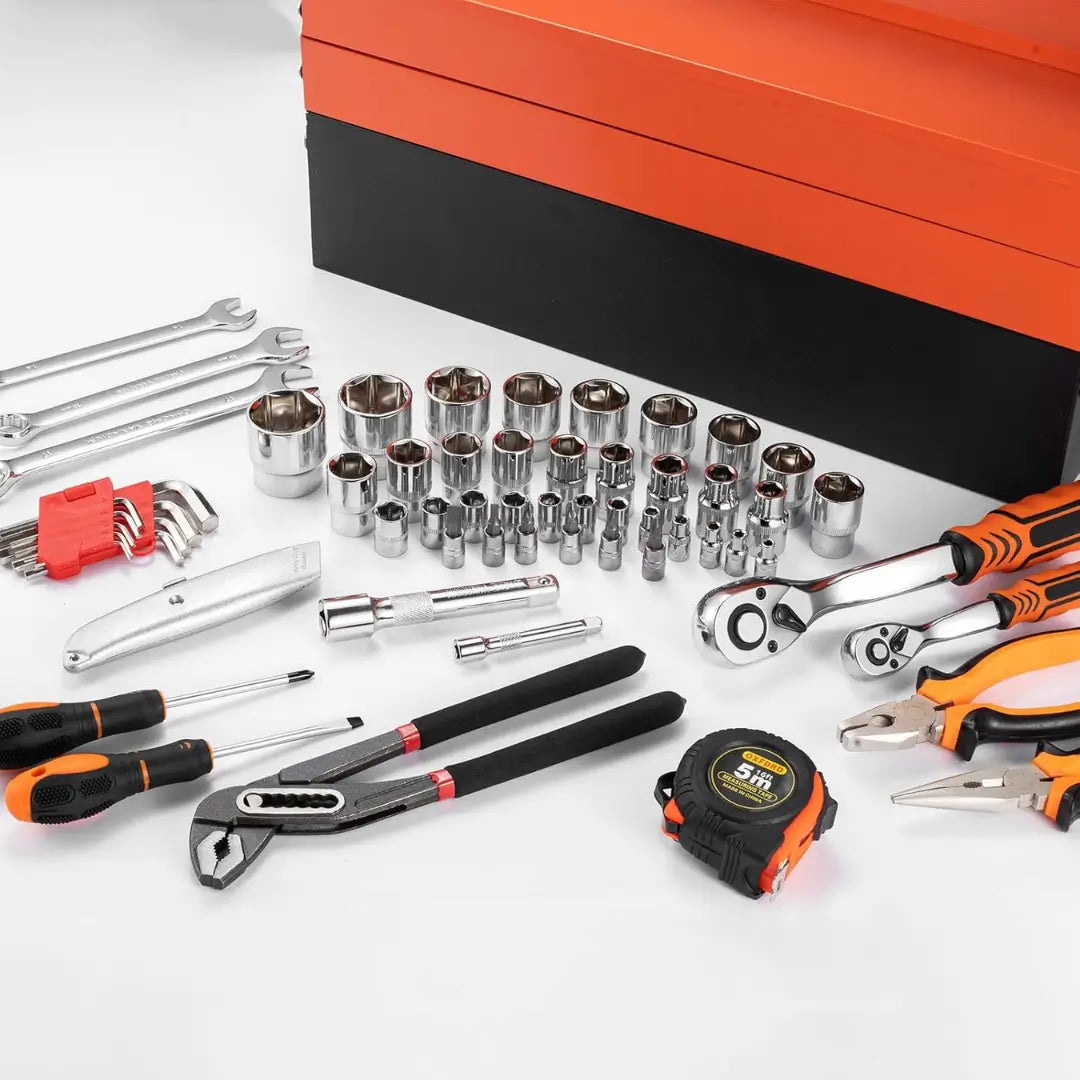 CAJA HERRAMIENTAS 85 PIEZAS 3 NIVELES - FULL EQUIPADA, PLEGABLE Y REFORZADA🛠 + GUÍA DOMINANDO EL USO DE HERRAMIENTAS EN CASA, AUTOMÓVILES Y TALLERES (GRATIS)