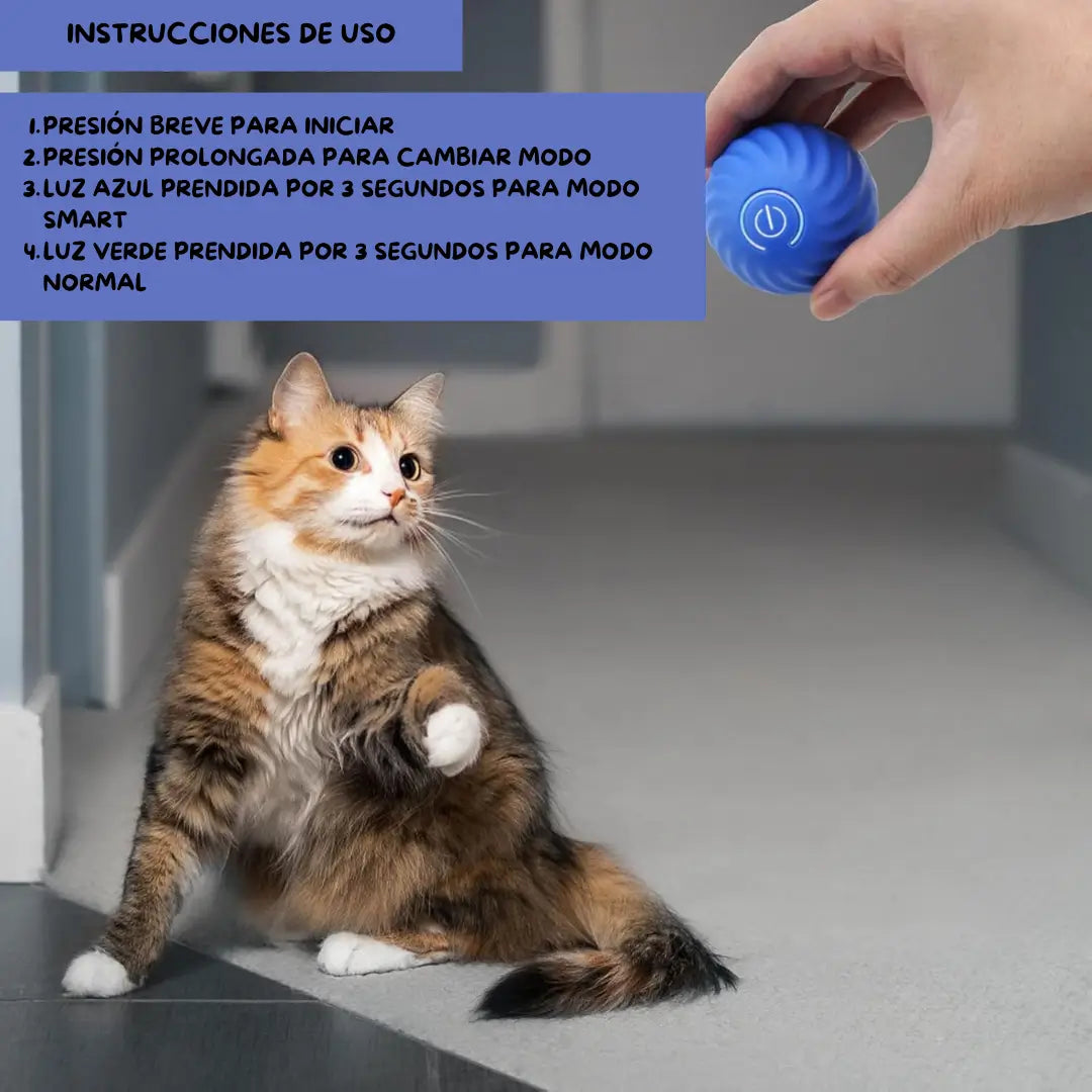 PELOTA INTELIGENTE RECARGABLE USB CON LUZ LED INTERACTIVA Y MOVIMIENTO AUTÓNOMO PARA PELUDOS🐶 Y MICHIS🐱+GUÍA CUIDADO Y DIVERSIÓN DE PELUDOS Y MICHIS