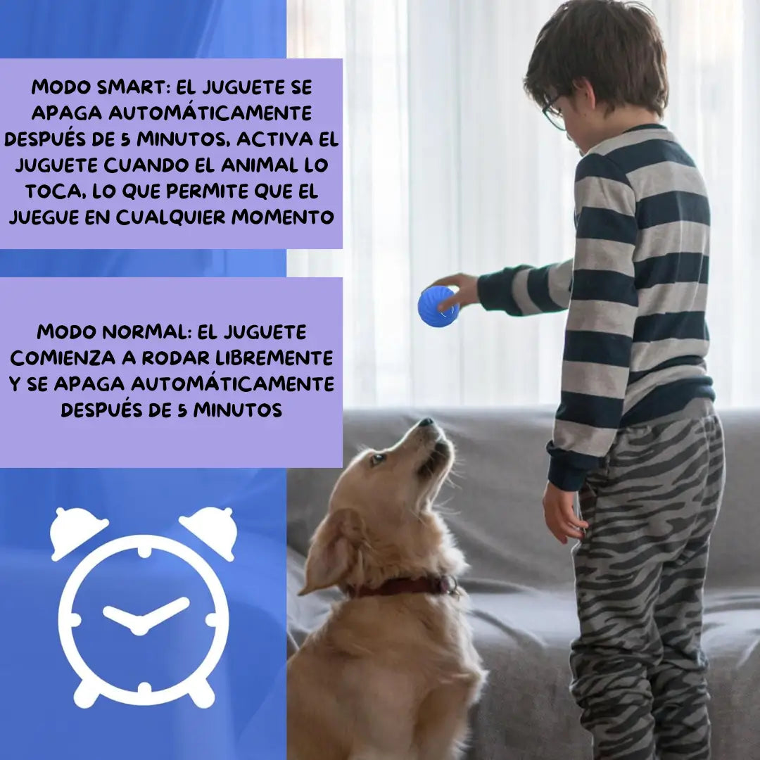 PELOTA INTELIGENTE RECARGABLE USB CON LUZ LED INTERACTIVA Y MOVIMIENTO AUTÓNOMO PARA PELUDOS🐶 Y MICHIS🐱+GUÍA CUIDADO Y DIVERSIÓN DE PELUDOS Y MICHIS