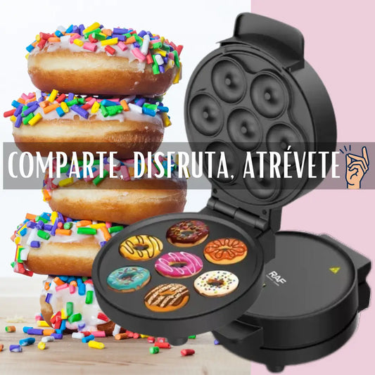 MÁQUINA MINI DONUTS EXPRESS🍩 - HORNEA SIN ESFUERZO - DISFRUTA DONUTS PERFECTAS EN MINUTOS⏱️- COBERTURA ANTIADHERENTE + GUÍA DE RECETAS PARA DONUTS DELICIOSAS GRATIS✨