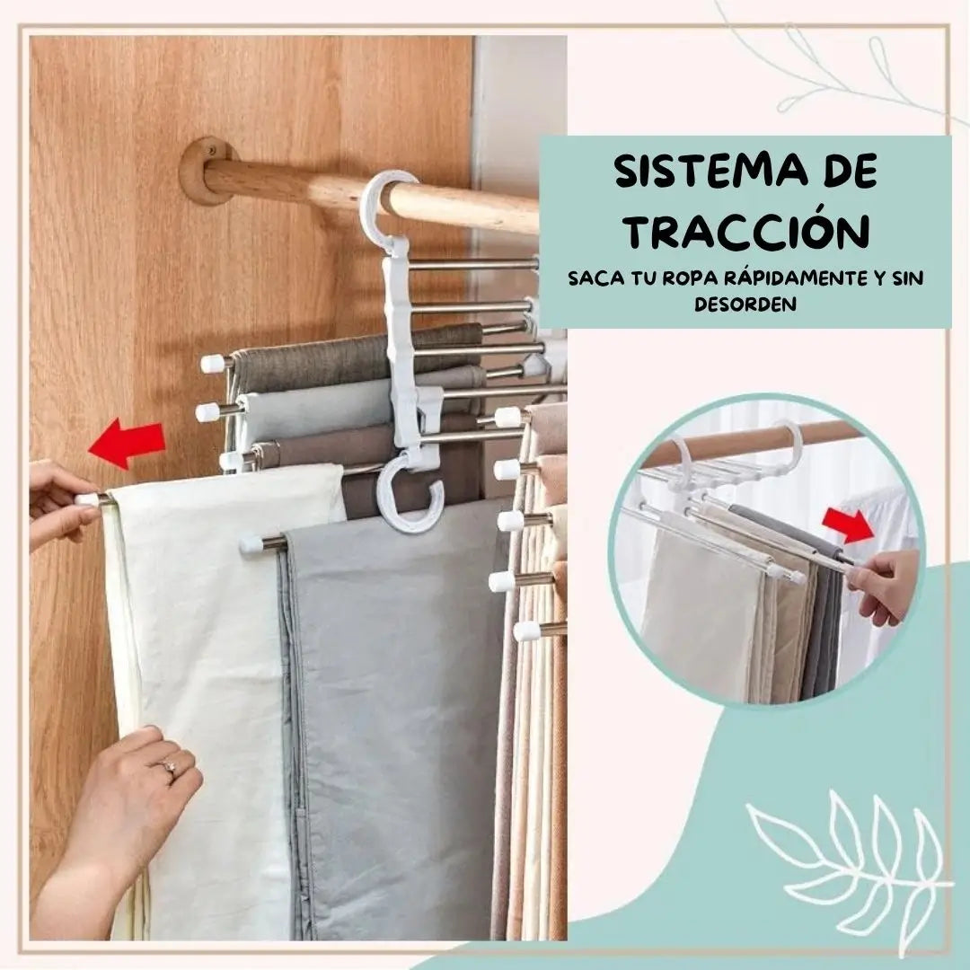 Percha 5 en 1 - Ahorra 50% del Espacio de tu Clóset
