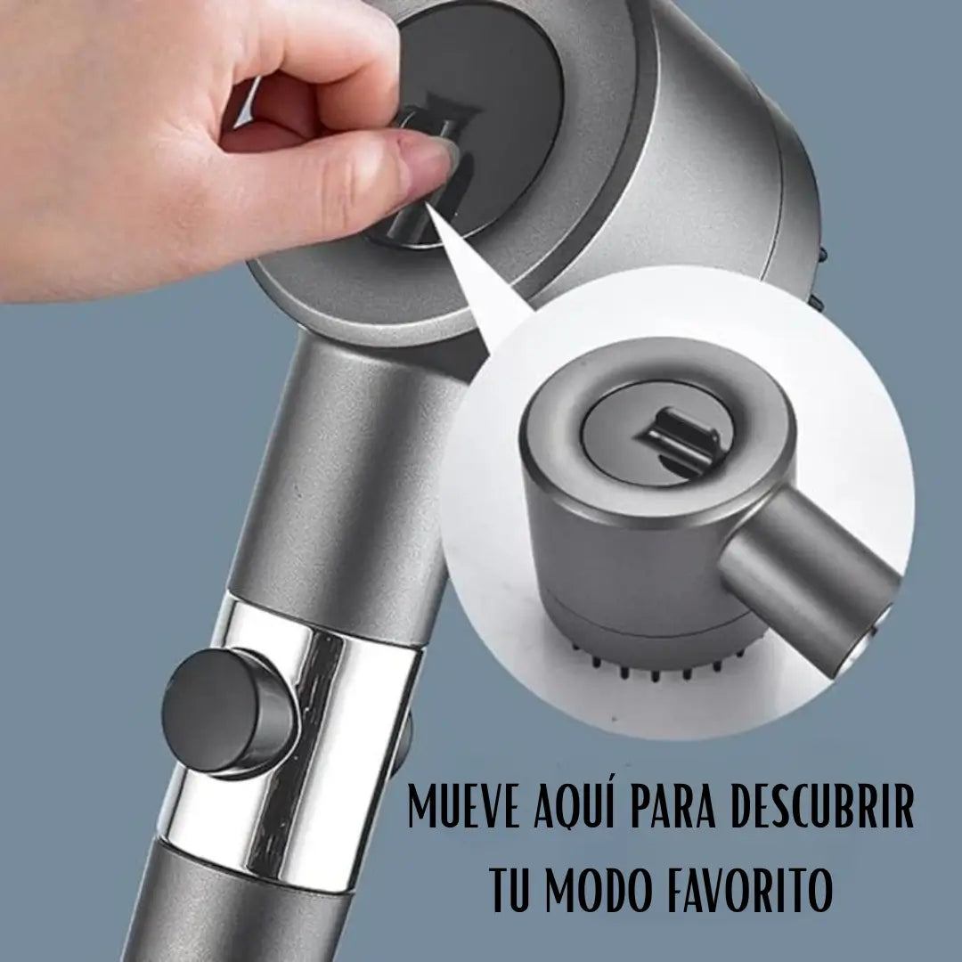 Cabezal Masajeador de Alta Presión - 4 Modos de riego + Botón Stop para Ahorro de Agua y Filtro Incluido