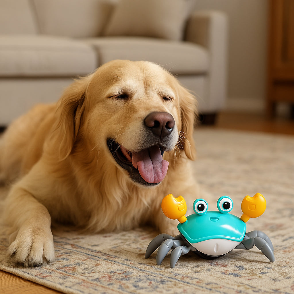 Juguete Cangrejo Interactivo USB - Corre y Esquiva - Mantén a tu mascota activa y feliz cada día en minutos 🐶❤️🐾con Sensor de Movimiento✨🎵 – Color sorpresa🎉