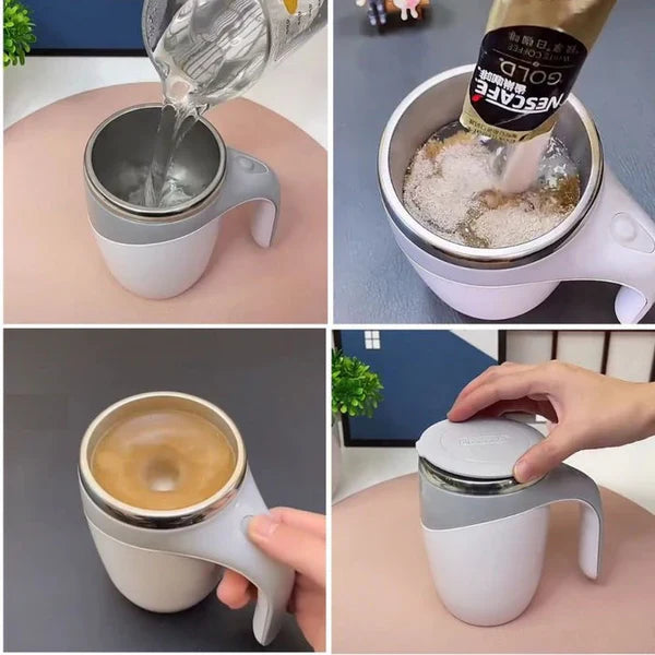 MixMug™ MEZCLADOR AUTOMÁTICO CON REVOLVEDOR MAGNÉTICO Y CARGA USB 380ml - Disfruta tu bebida favorita libre de molestos grumos