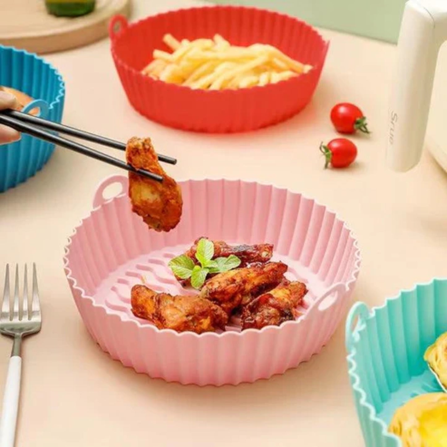 6 Moldes Silicon Air Cook® para Airfryer - Olvídate de tener que limpiar tu AirFryer después de cada uso ✅