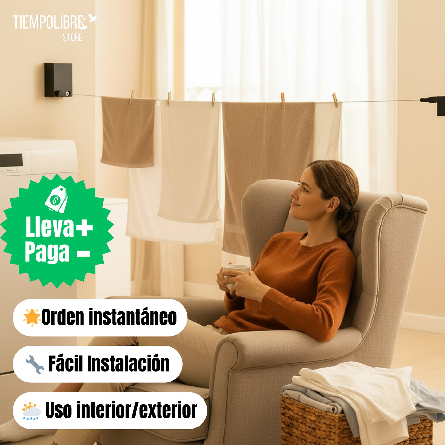 Tendedero Retráctil Pro – Ahorra Espacio – Tu Hogar Ordenado en solo Segundos✅✨