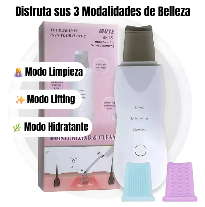 Espátula Facial Ultrasonica✨- Limpieza Profunda - Elimina impurezas y células muertas en minutos, dejando tu piel fresca y renovada.