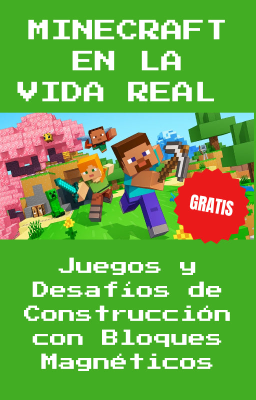 MagneCraft™ 75 piezas - Cubos Magnéticos Premium - Desarrollo Cognitivo🧠 - Fomenta la creatividad y habilidades lógicas en niños desde el primer uso + Guía Minecraft en la Vida Real: Juegos y Desafíos de Construcción con Bloques Magnéticos 🎁