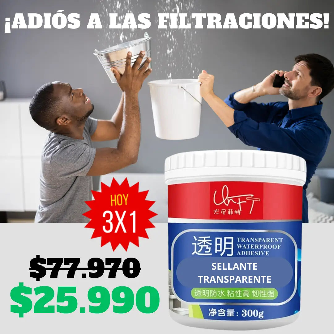 KIT 3X1 Sellador Líquido Impermeabilizante Transparente 300GRS - Apto para Todas las Superficies✅