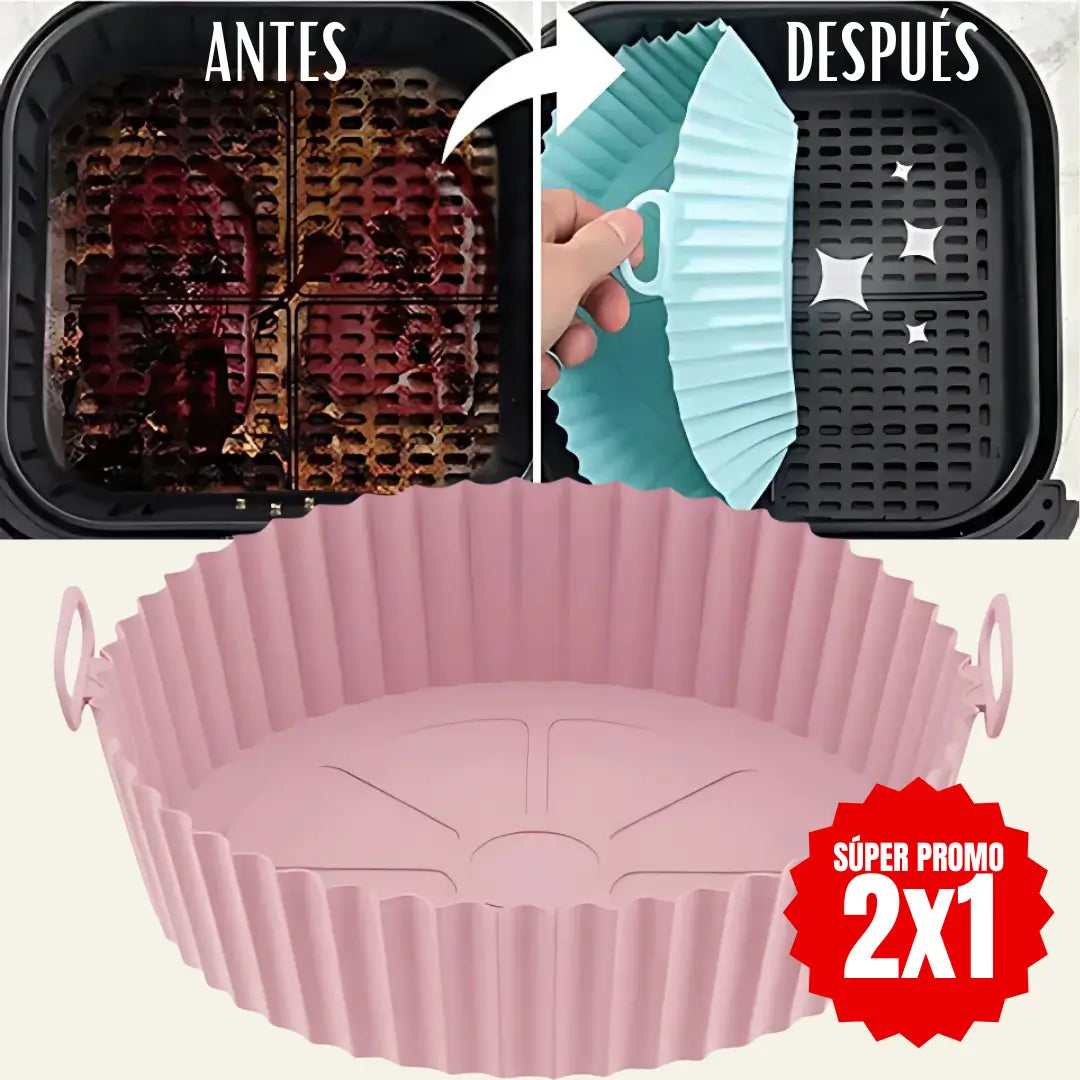 Kit ¡Lleva 2 y Paga 1! Bandejas de Silicona Freidora de Aire 7.5 lts✅ + EBOOK 15 Rectas Saladas y Dulces para Disfrutar tu Airfryer✨