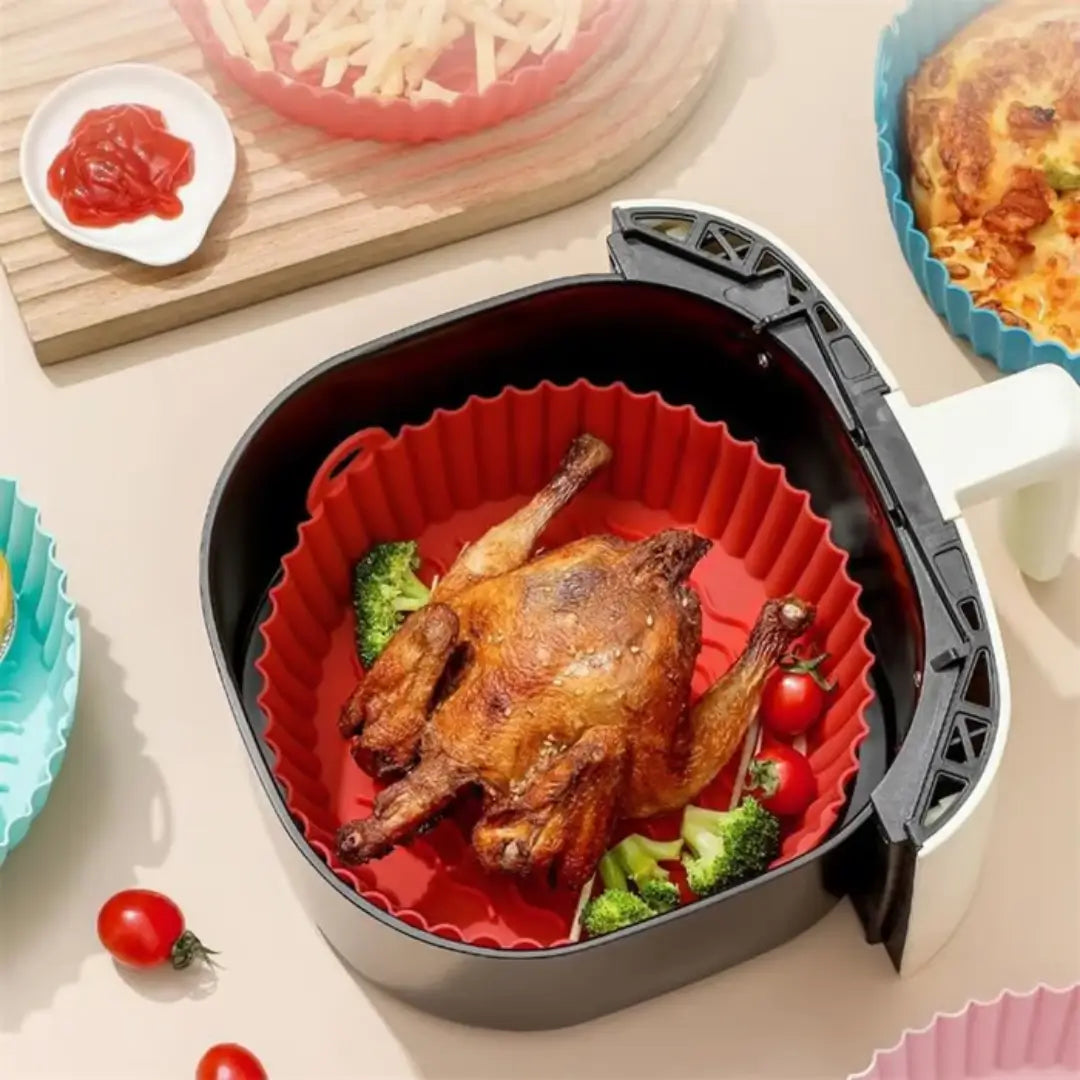 Kit ¡Lleva 2 y Paga 1! Bandejas de Silicona Freidora de Aire 7.5 lts✅ + EBOOK 15 Rectas Saladas y Dulces para Disfrutar tu Airfryer✨