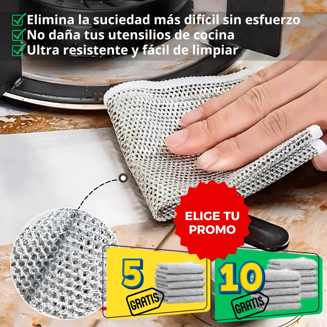 Pack Paños CleanProMax - Elige tu Promo 5+5 Gratis o 10+10 Gratis🔥 – Elimina la Suciedad más Difícil – Tu Cocina Reluciente en Segundos y sin Esfuerzo✨