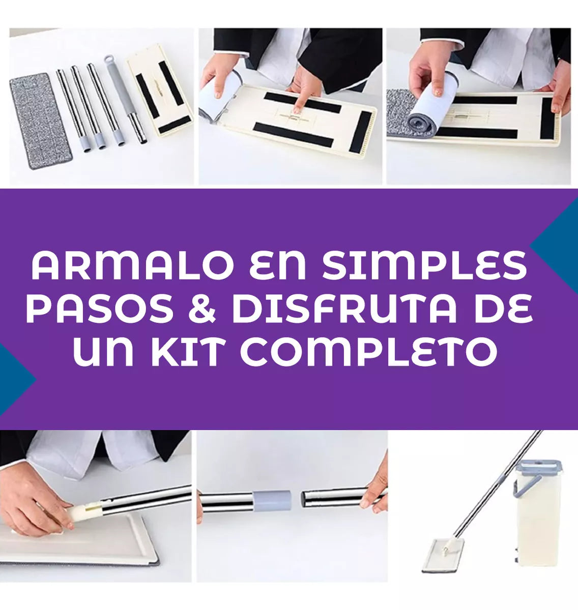 KIT MOPA MICROFIBRA+ BALDE CLEAN MAGIC 360°✨- SISTEMA AUTOESCURRIDO RÁPIDO - LIMPIEZA PROFUNDA SIN ESFUERZO EN MINUTOS + GUÍA NO DEJES QUE EL ESTRÉS Y LA ANSIEDAD DOMINEN TU VIDA✨ (GRATIS)
