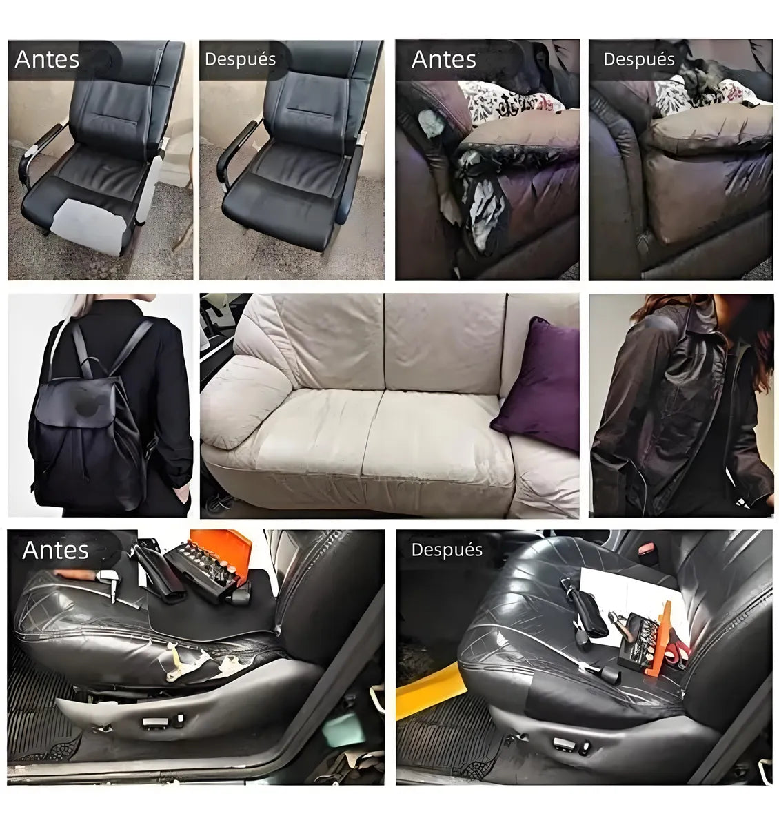 Renueva Cueros® - Parche Adhesivo Flexible – Devuelve vida y brillo a tus muebles fácilmente (Rollo 137x50 cms)