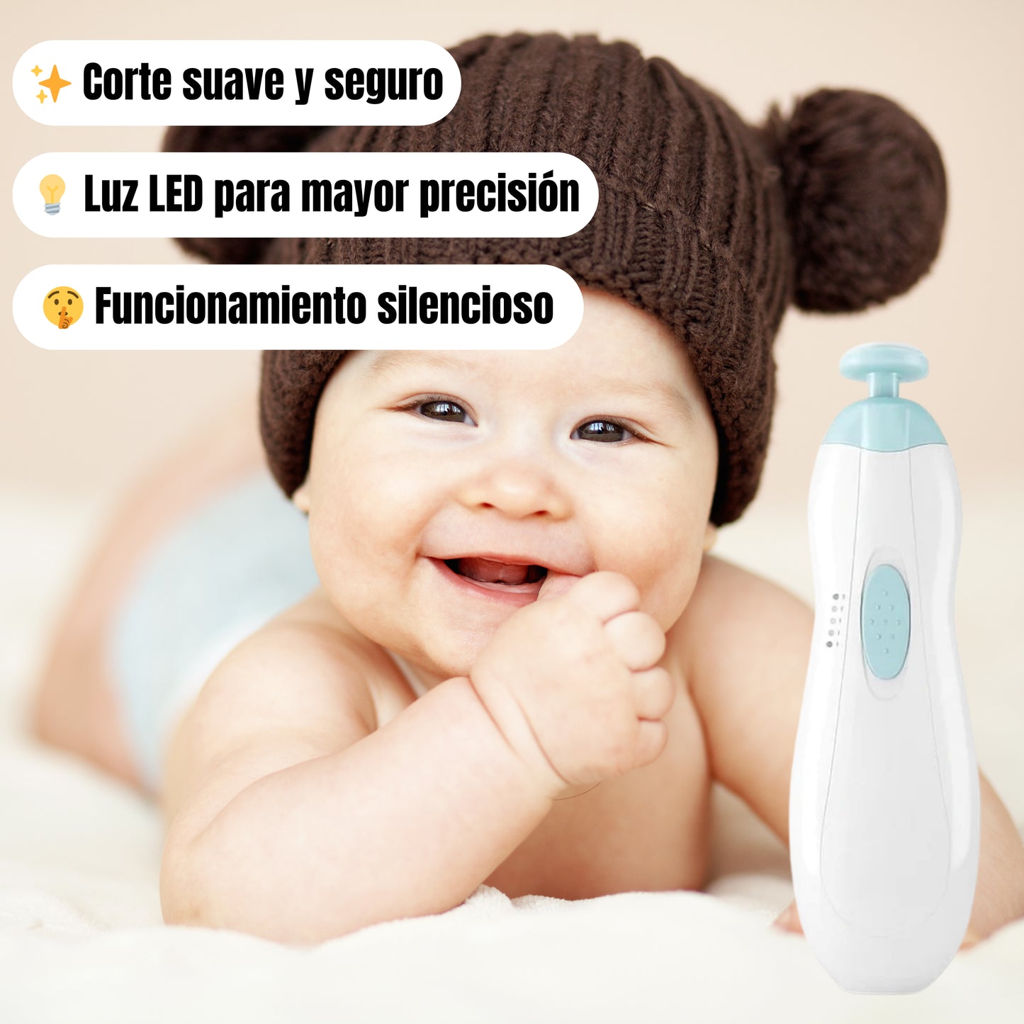 Cortador de Uñas para Bebé - Corta Uñas Suavemente - Seguridad y Tranquilidad al Cortar Sin Despertar a tu Bebé