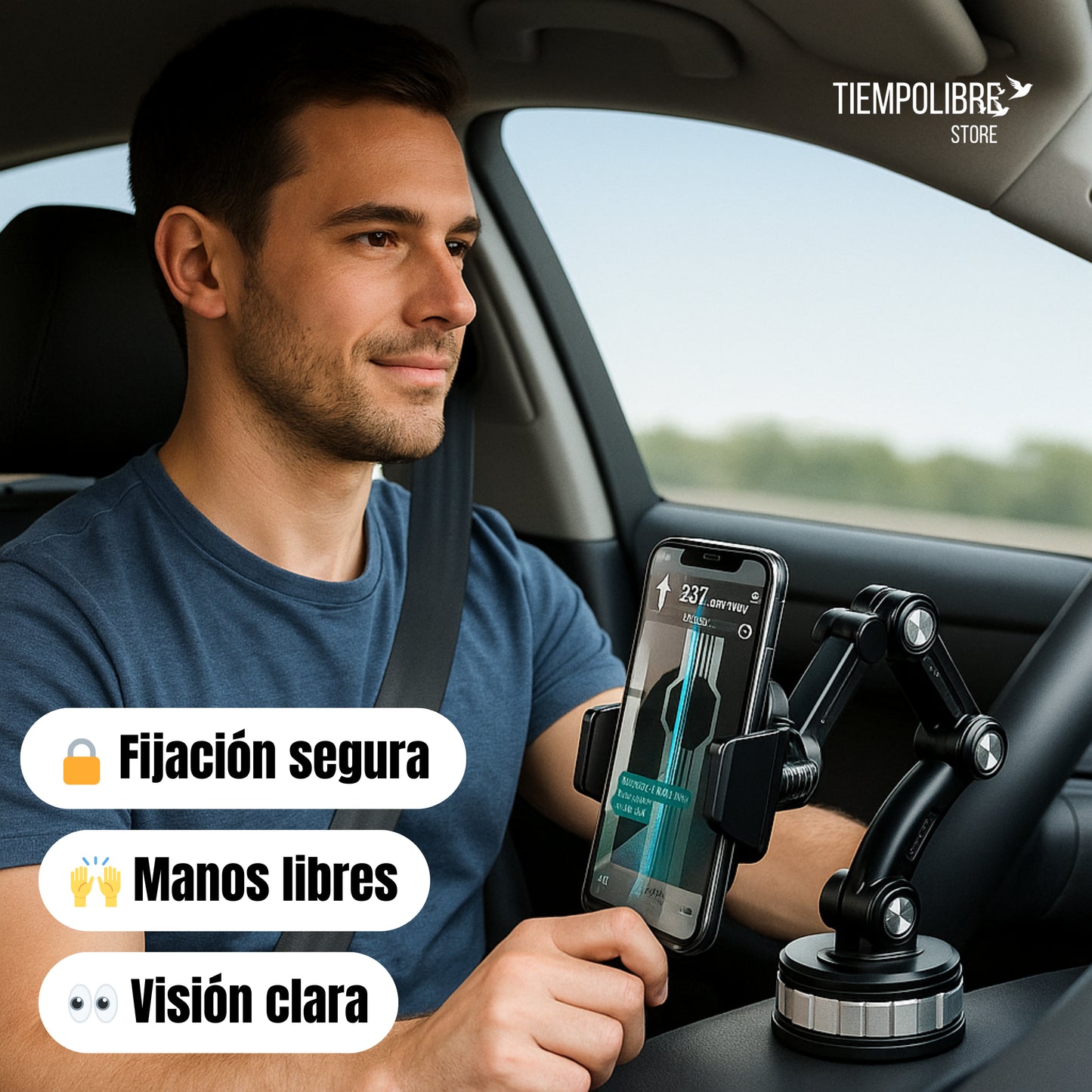 Soporte para Celular 360°- Mantiene tu teléfono estable - Maneja seguro sin distracciones en cada viaje✅