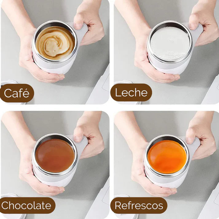 MixMug™ MEZCLADOR AUTOMÁTICO CON REVOLVEDOR MAGNÉTICO Y CARGA USB 380ml - Disfruta tu bebida favorita libre de molestos grumos