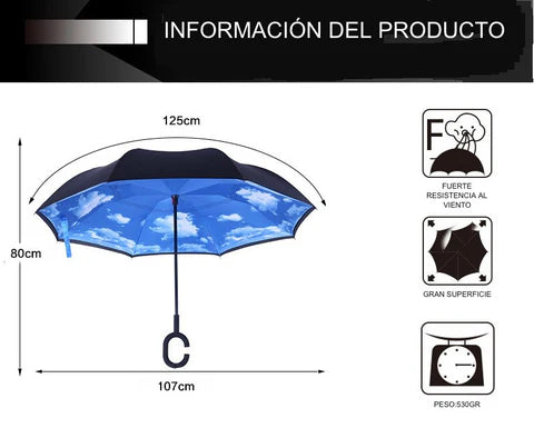 PARAGUAS FLEX INVERX - EL ÚNICO PARAGUAS MANOS LIBRES, QUE SE MANTIENE SECO EN EL EXTERIOR