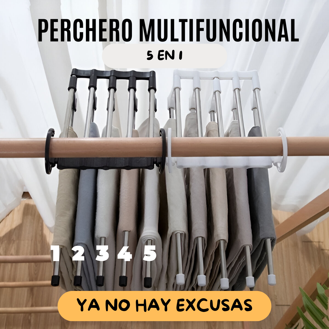 Percha 5 en 1 - Ahorra 50% del Espacio de tu Clóset