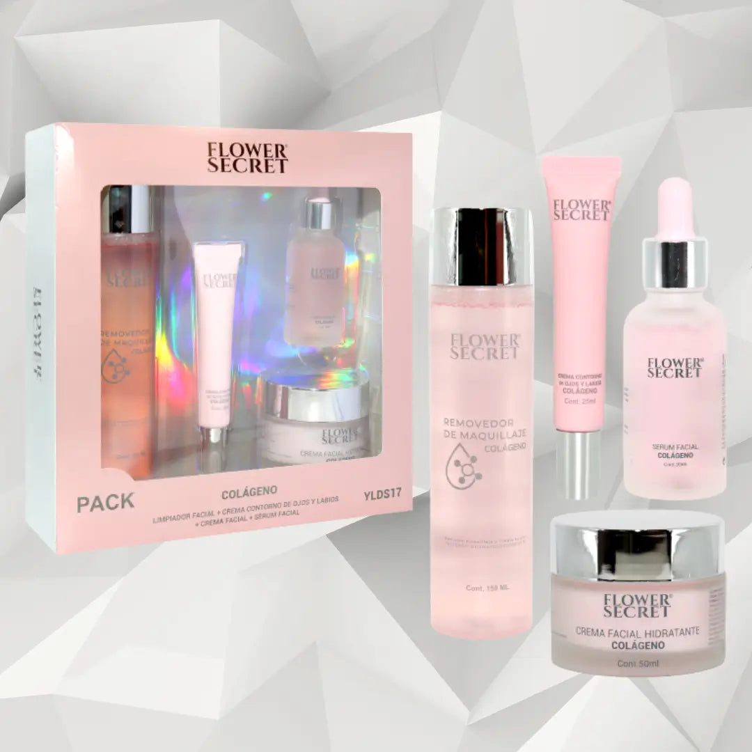 Set Premium Colágeno Cuidado Facial 4 Piezas✨ Crema, Serum, Contorno y Desmaquillante