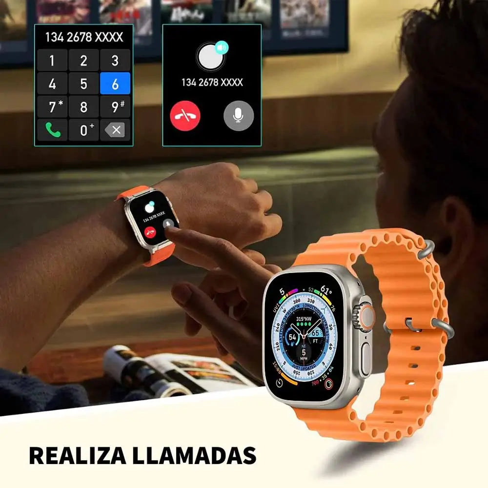 SmartWatch T900 Ultra Pantalla HD+ Cargador Inalámbrico - Realiza Llamadas, Recibe Alertas de Whatsapp, Facebook, Twitter y otras RRSS directamente en tu muñeca.