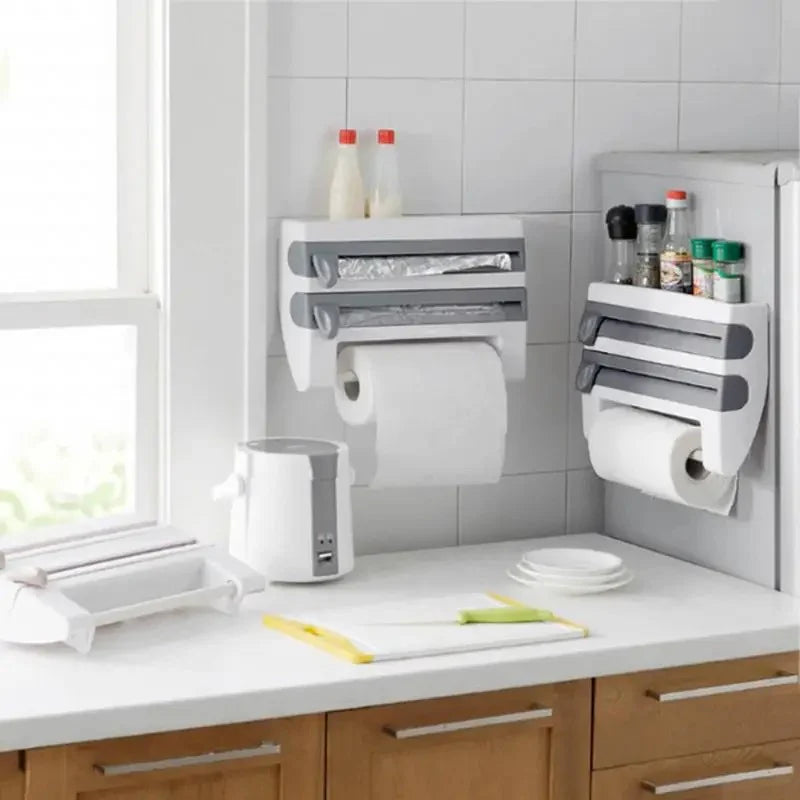 Dispensador 3 en 1 - Corta fácil y rápido - Cocina ordenada en segundos✨