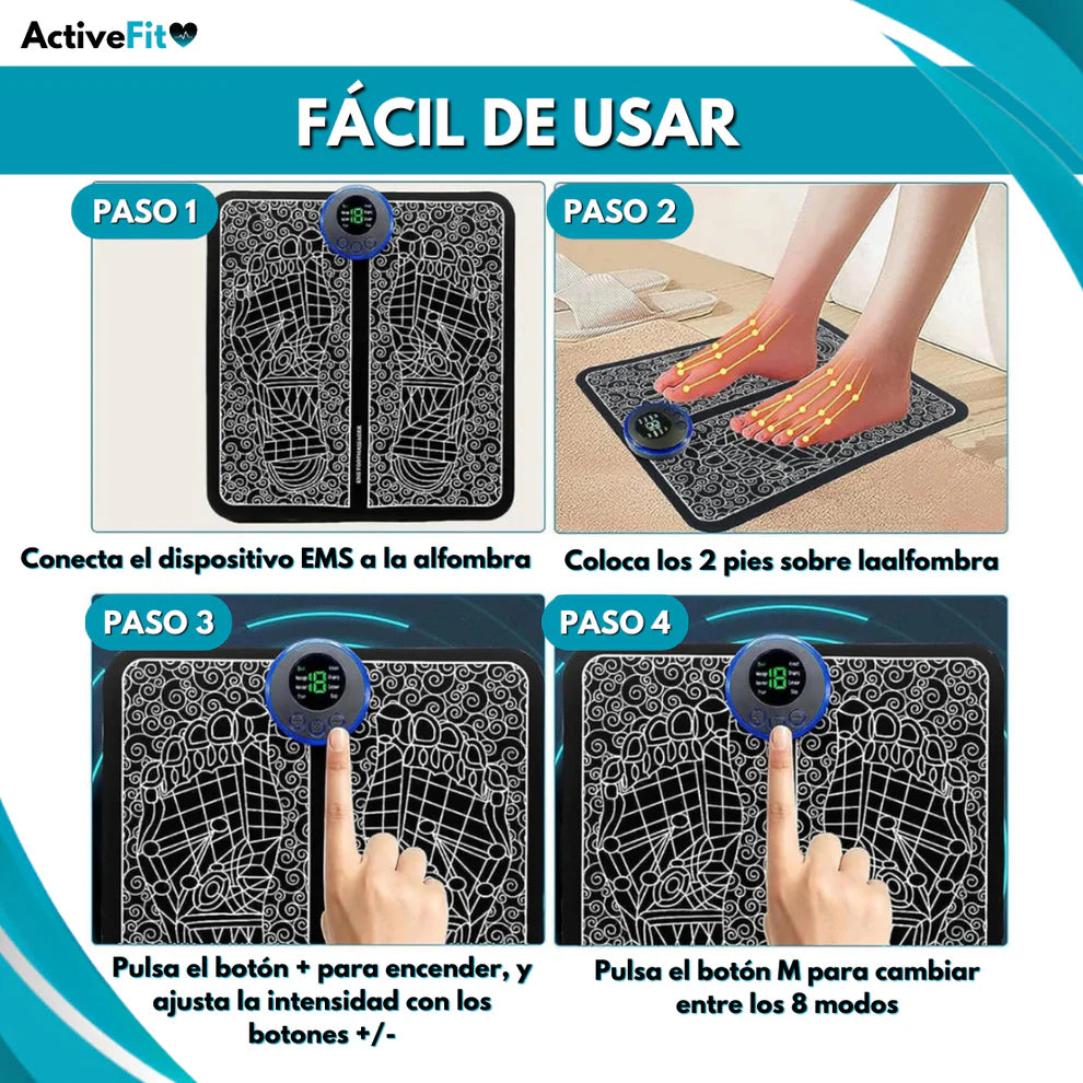 Masajeador de Pies EMS Active Fit con Tecnología de Estimulación Muscular Eléctrica (EMS)✅