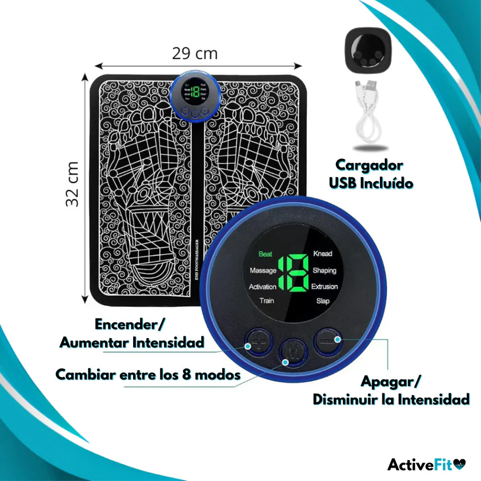 Masajeador de Pies EMS Active Fit con Tecnología de Estimulación Muscular Eléctrica (EMS)✅