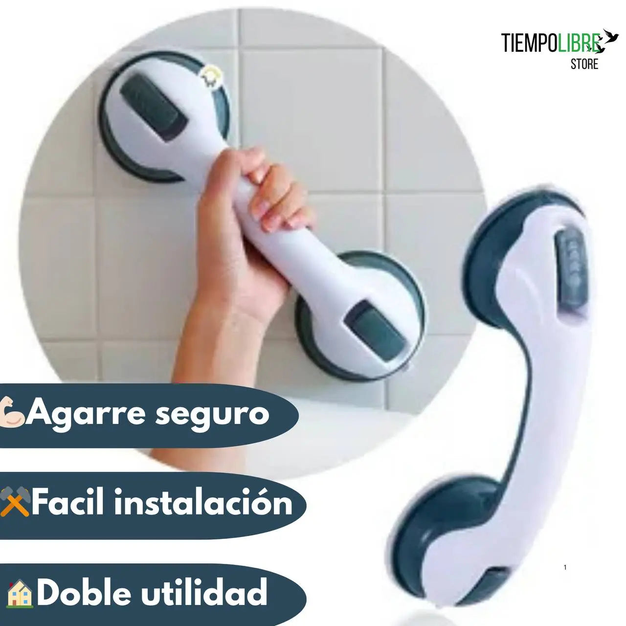 Manilla Antideslizante – Se adhiere sin taladros – Evita caídas en el baño al instante✨