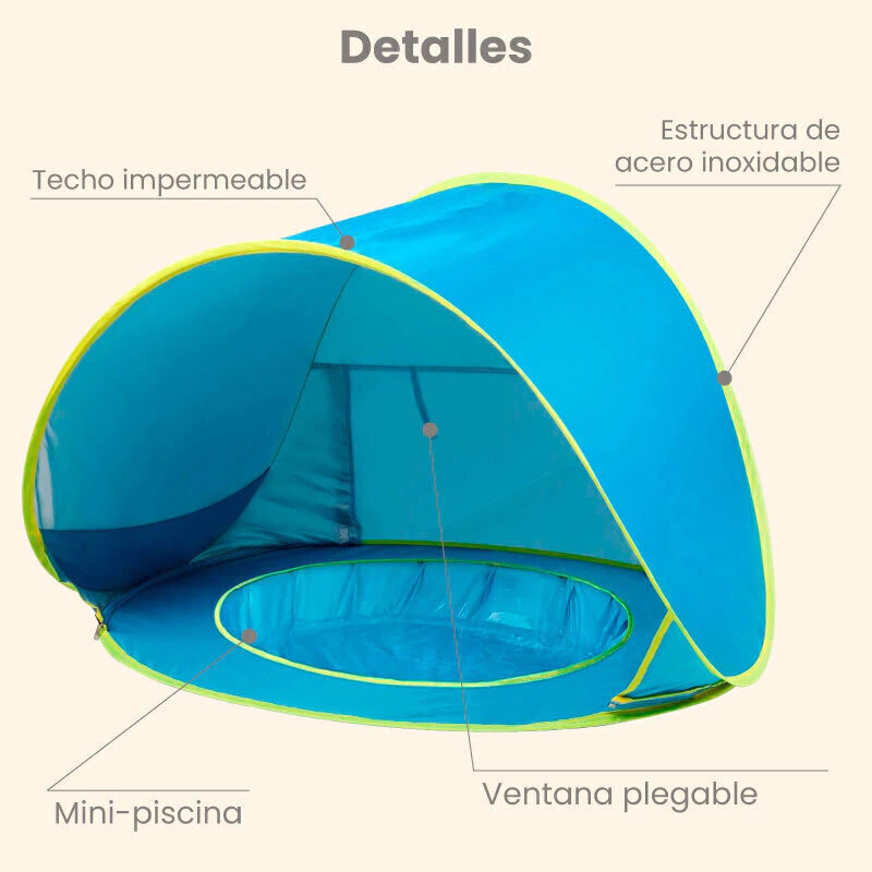 MiniOasis® Carpa con Piscina - Protege y Refresca - Un Verano seguro y divertido para tu bebé 🏝️👶🏼
