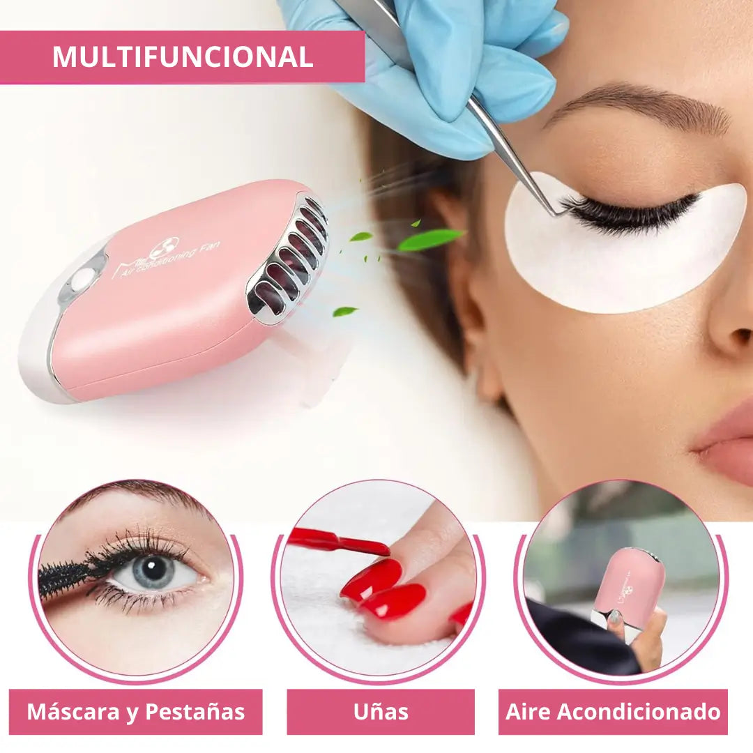 Mini Ventilador Secador de Pestañas, Uñas y Aire Acondicionado 3 en 1 (color sorpresa)