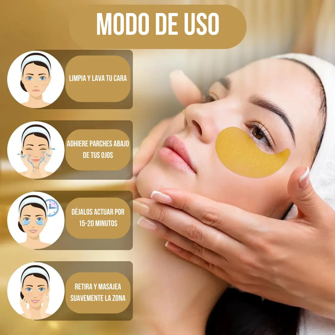 60 Parches Hidrogel Elimina Ojeras con Extracto de Baba de Caracol 🐌