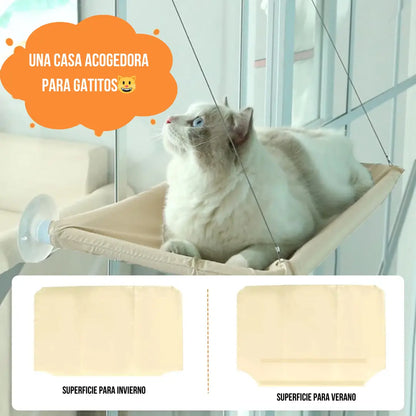Hamaca Colgante para Michis Curiosos 😺 Fijación Segura con Ventosa