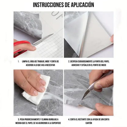 Papel Adhesivo Diseño Mármol 10 mts x 60 cms - Renovador de Espacios del Hogar⭐️