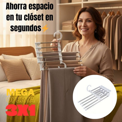 Percha 5 en 1 | Optimiza y Ahorra 50% del Espacio de tu Clóset ✨