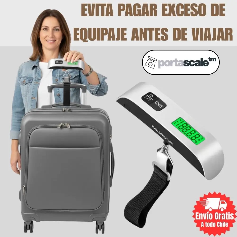 Portascale™ | Pesa de equipaje portátil | Evita cobros por sobreequipaje✨