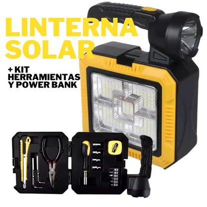 LINTERNA LED SOLAR INCLUYE POWER BANK Y KIT DE HERRAMIENTAS