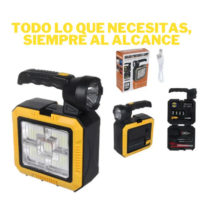LINTERNA LED SOLAR INCLUYE POWER BANK Y KIT DE HERRAMIENTAS