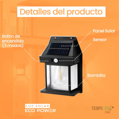 LUZ SOLAR EXTERIOR EMPALMADA - AHORRO DE ENERGÍA ELÉCTRICA