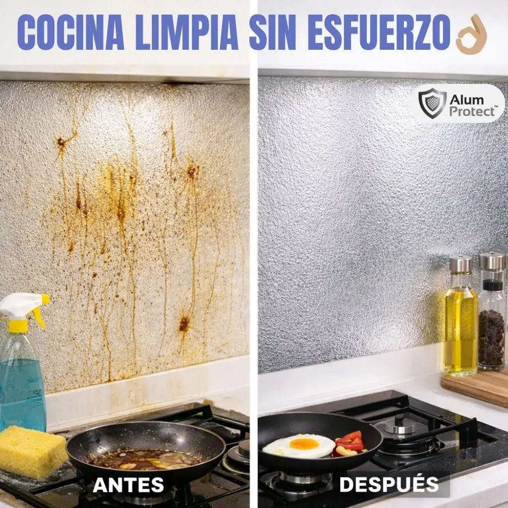AlumProtect™ | Papel Aluminio Autoadhesivo 40cm x 3m | Protección Antigrasa | Limpieza diaria sin esfuerzo ✨