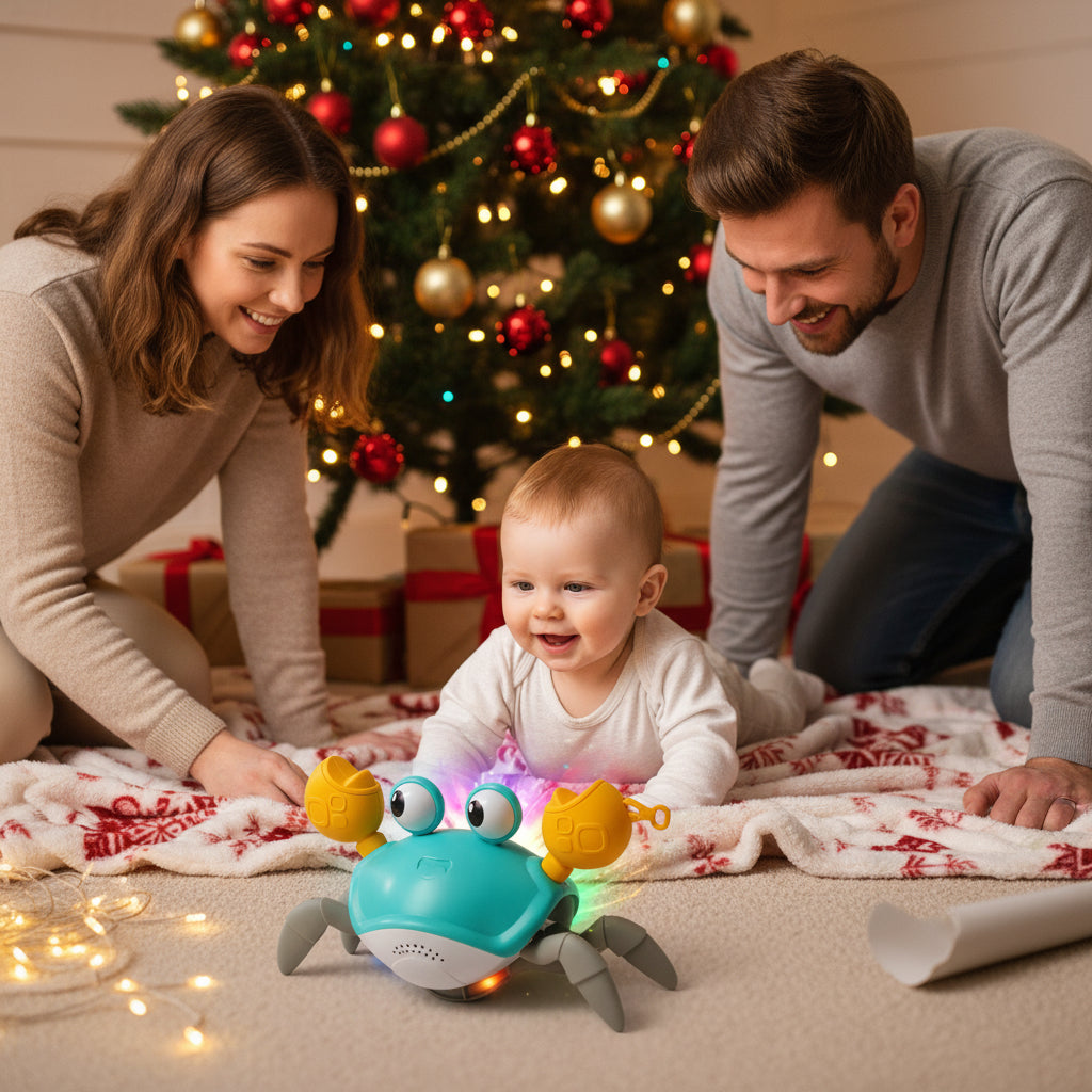 Crawly Crab™ ✨ – Despierta su motricidad en semanas de juego diario - Musical USB con Sensor de Movimiento 🎵✨