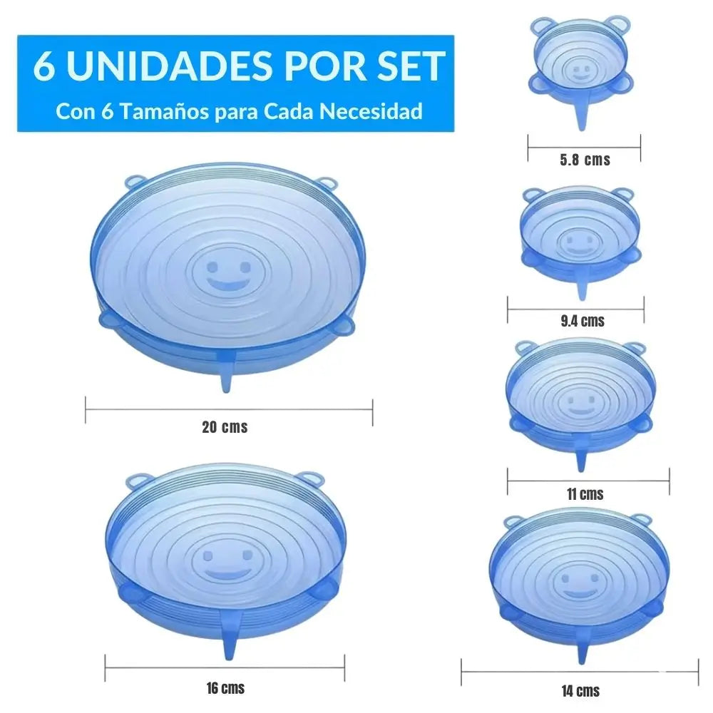 Set 12 Tapas Reutilizables de Silicona | Mantén tus alimentos frescos y evita desperdiciar comida ✨