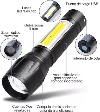 Oferta 2X1 Power Pro™ - Linterna Táctica LED Recargable – Iluminación Potente – Luz confiable para tu hogar cuando más la necesitas