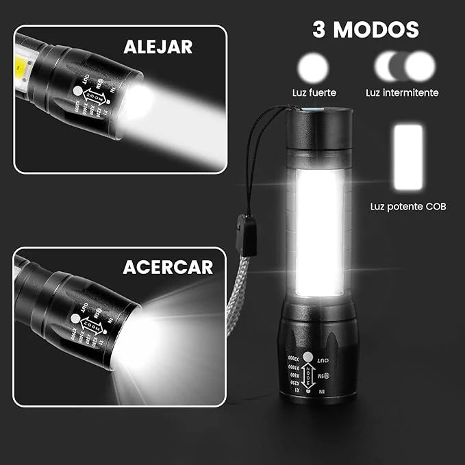 Oferta 2X1 Power Pro™ - Linterna Táctica LED Recargable – Iluminación Potente – Luz confiable para tu hogar cuando más la necesitas